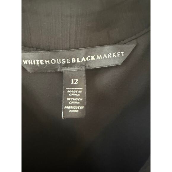 White House Black Market Size 12 Black Embroidered Boho Blouse Sheer Sleeve Top - Picture 4 of 5